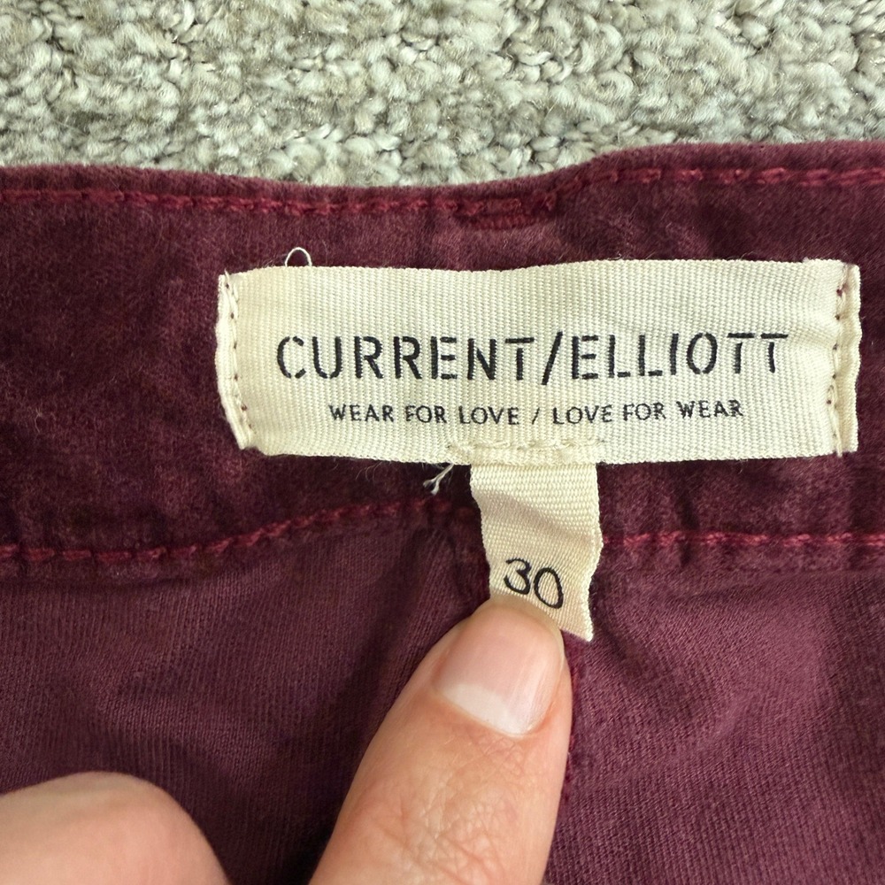 NWT Current Elliott Side Street Flare Corduroy Pants Claret Burgundy 30 Velvet - Picture 6 of 11